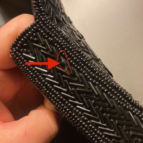 Vintage Beaded Black Envelope Clutch by Dayne Taylor Chevron Design Snap Closure - Picture 8 of 8